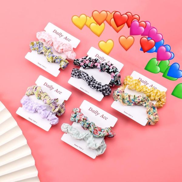 

hair clips & barrettes 2pcs fashion candy color elastic bands holder floral print scrunchies headdress or girl women accessorie set, Golden;silver