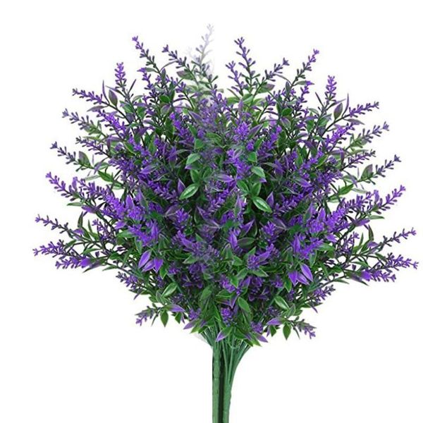 

decorative flowers & wreaths 2pcs artificial lavender fake uv resistant no fade faux plastic for home wedding farmhouse decor
