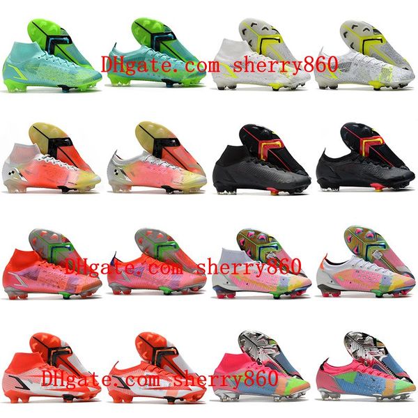 

2021 soccer shoes mercurial superfly 8 xiv elite fg cleats neymar ronaldo cr7 football boots scarpe calcio, White;red