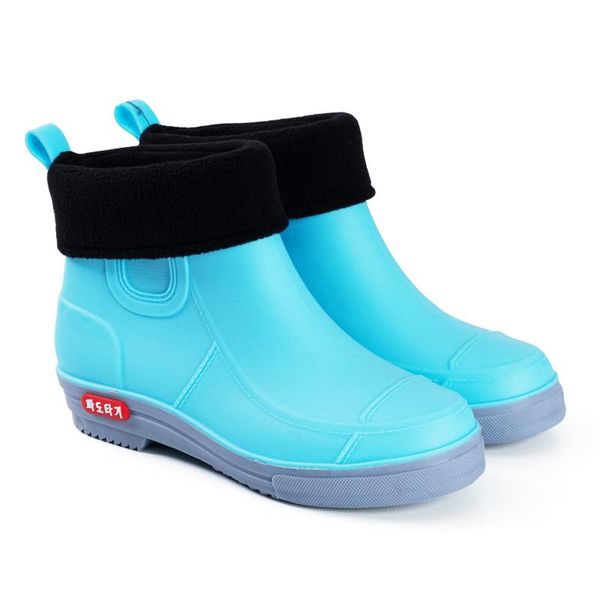 

boots women's rainshoes velvet low-short rain kitchen non-slip water shoes waterproof rubber shoe cover 36-41, Black