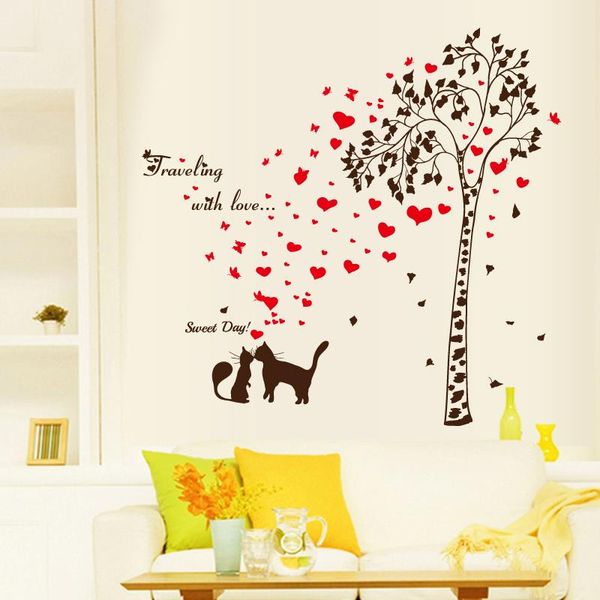 

wall stickers cute cat tree waterproof art decor for bedroom decoration mural drop