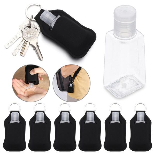 

liquid soap dispenser 3pcs 30ml travel mini portable hand sanitizer bottle keychain holder flip cap empty bottles refillable with keyring