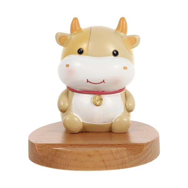 

cell phone mounts & holders 1pc wooden stand resin cow outlook mobil bracket deskornament