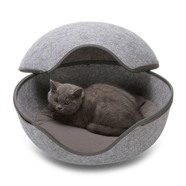

cat beds & furniture removable bed felt round cave shaped warm nest for cats dog house short plush small pet puppy kennel
