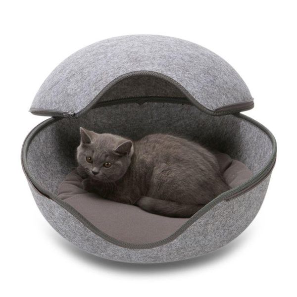 

cat beds & furniture removable bed felt round cave shaped warm nest for cats dog house short plush small pet puppy kennel