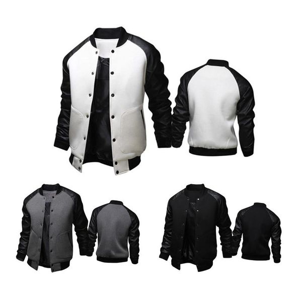 

men's jackets men coats 2021 autumn winter long raglan sleeve color block varsity jacket buttons pocket coat hip hop patchwork outwear, Black;brown
