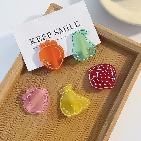 

hair accessories 1pc 2021 korean girls` cute cartoon fruits frosted hairpins bangs broken beside clips sweet bobby pin kids1, Slivery;white