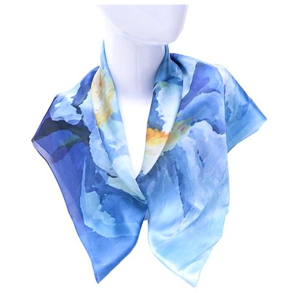 

scarves 2021 spring shawl square head scarf for women design print silk feeling hair band foulard female office neckerchief lady bandana, Blue;gray