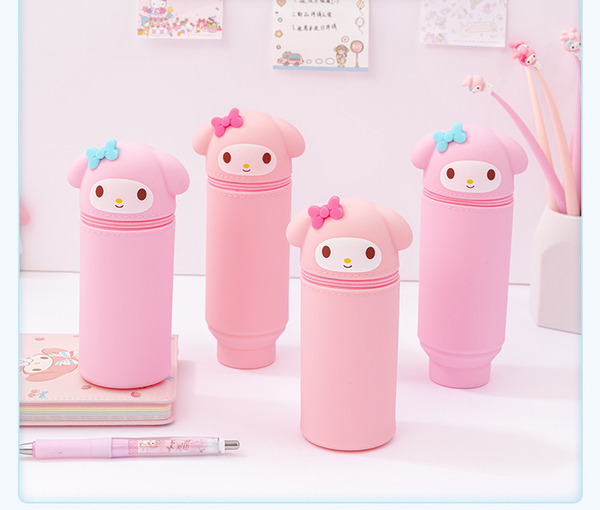 

pencil bags pink standing silica case zipper folding large capacity school bag gifts for kids student storage box cosmetic