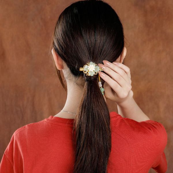 

design side clip hairpin national style classic headdress glass flower spring and summer female, Golden;silver