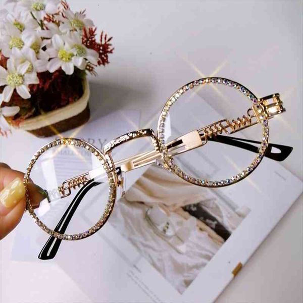 

vintage round diamond sunglasses women brand steampunk red black clear lens rhinestone eyeglasses uv400 gafas de sol, White;black