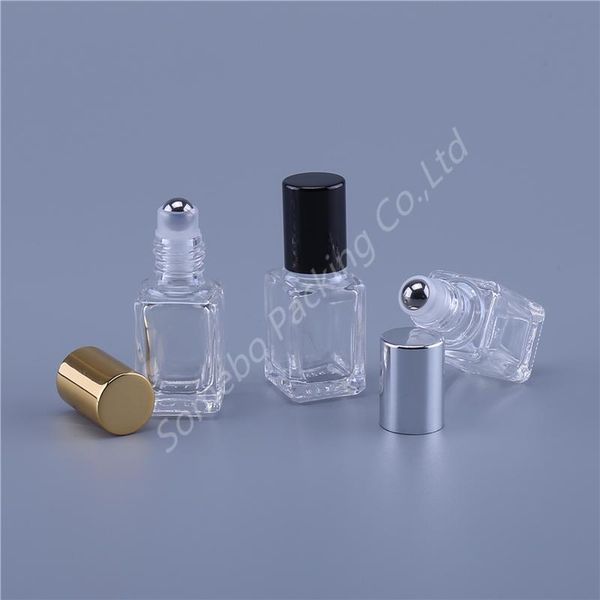 

storage bottles & jars 20pcs 5ml 10ml transparent glass eye essential oil roll on vials metal roller ball perfume square bottle
