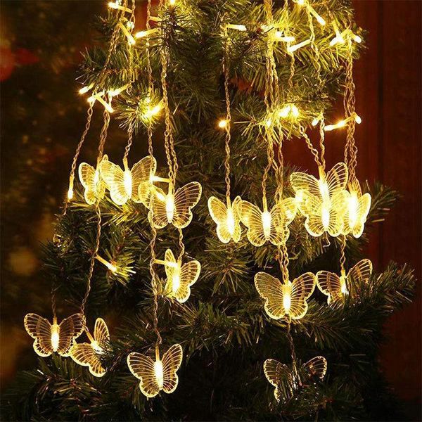 

strings multi color led butterfly icicle light strip for christmas wreath bedroom garden curtain decorative string 4m eu us uk