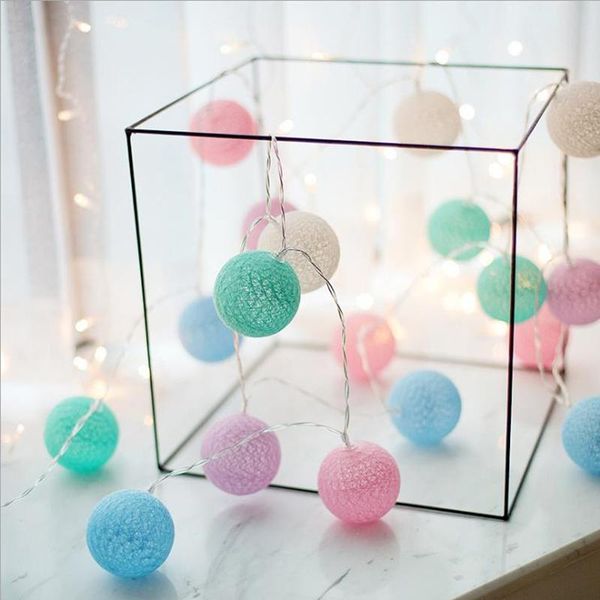 

christmas decorations 6cm cotton ball fairy string light chain night lamp garland led kids bedroom wedding garden halloween party decoration