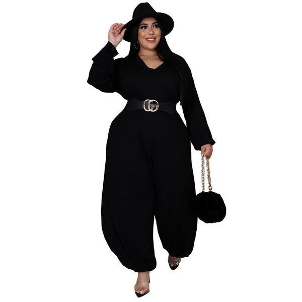 

plus size pants haoohu women clothing jumpsuit long sleeve rompers and overalls harem streetwear casual urban commute, Black