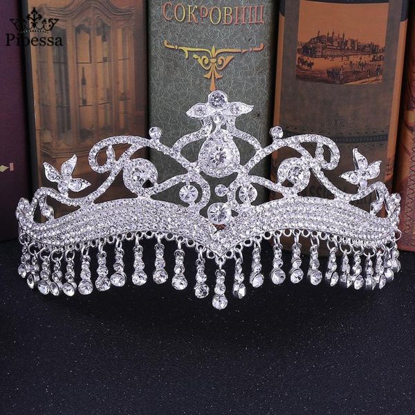 Clipes de cabelo Barrettes Pioessa Tiaras e coroas Acessórios de casamento barrocos para mulheres Jóias de moda Princesa Princesa Rhinestone G