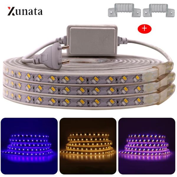

strips 220v smd5630 120leds/m led strip light double color blue and warm white flexible tape with eu plug waterproof ribbon