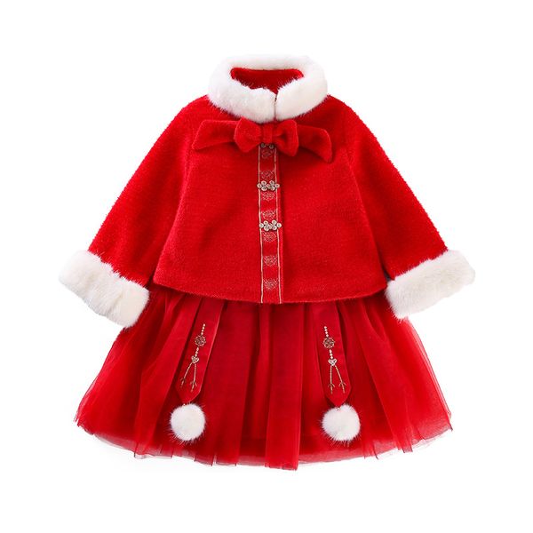 

girls tangques quanshi thickening children's new year hanfu costume china, White