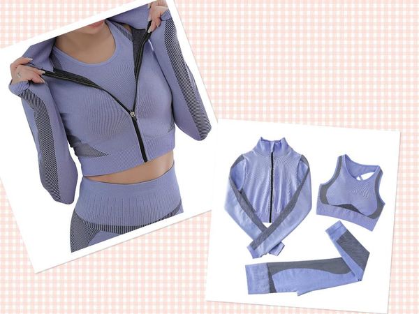 

three piece sport set women gym corset autumn and winter new female zipper long sleeve bra yoga pants, White;red