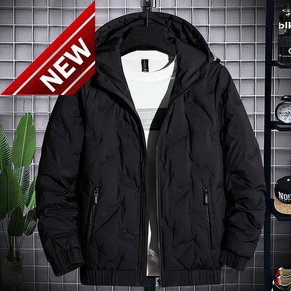 

down jacket men winter new hooded trendy slim white duck male coat clothes, Black
