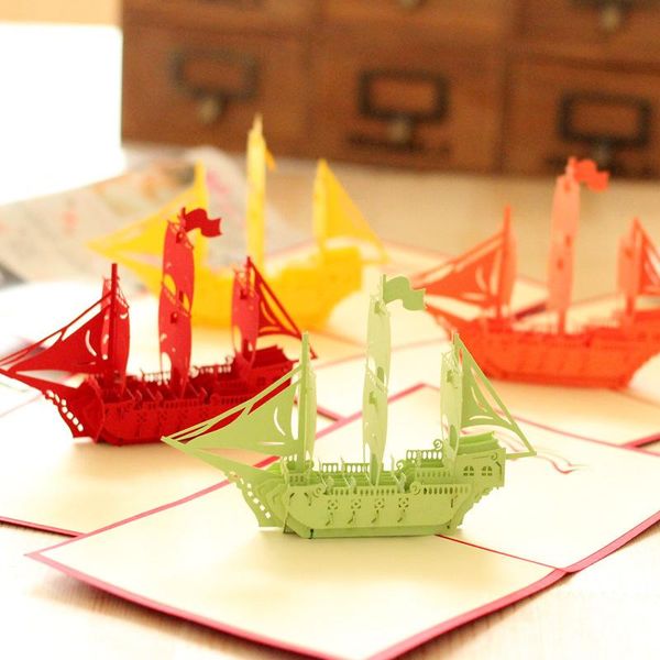 

greeting cards 1pcs 13*16cm multicolor 3d ship/boat up card with vintage for wishes of birthday valentine's gift