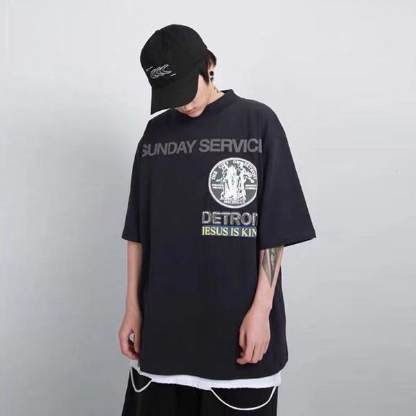 

new kanye west cotton tshirts men and women short sleeve oversize street tees hip summer t-shirt julk, White;black