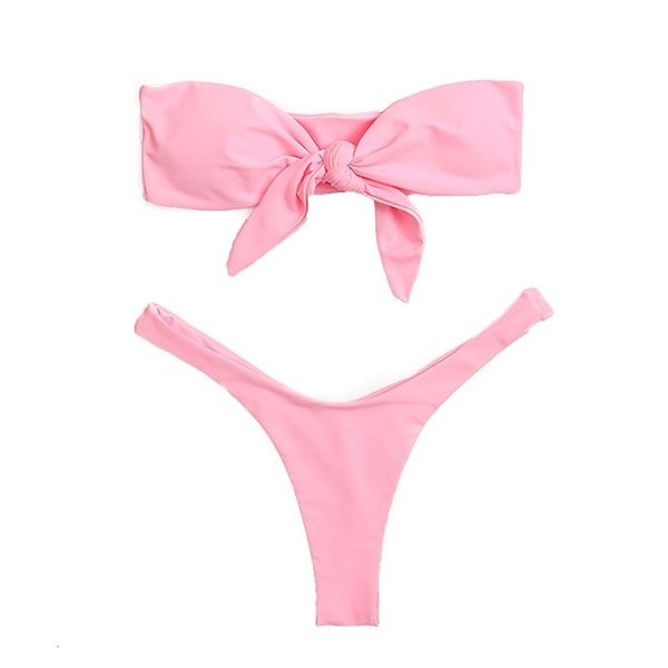 

badmode 2020 women effen color split tube soft charmant badpak bikini mujer buyer, White;black