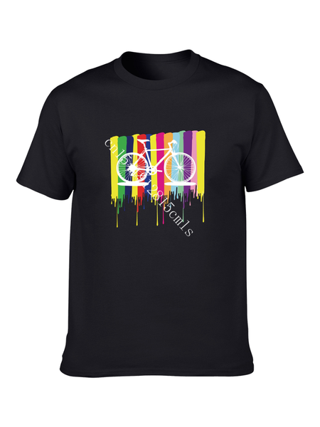 

men's t-shirts road bike painted silhouette 100% cotton t-shirt casual fashion campus hip hop harajuku super large, White;black
