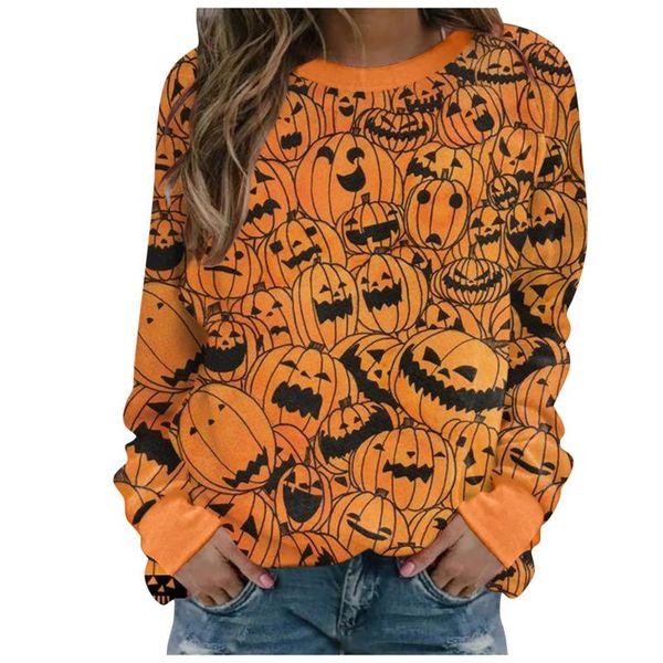 

women's hoodies & sweatshirts fashion sweatshirt halloween lantern ghost pumpkin shirts hooded long sleeves autumn winter ladies blous, Black