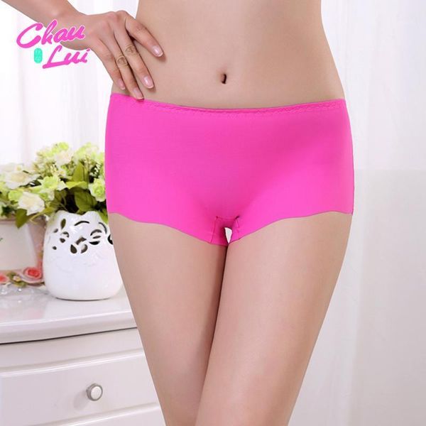 

selling boxer women's underwear ladies one-piece flat angle low waist no trace ice silk panties, Black;pink