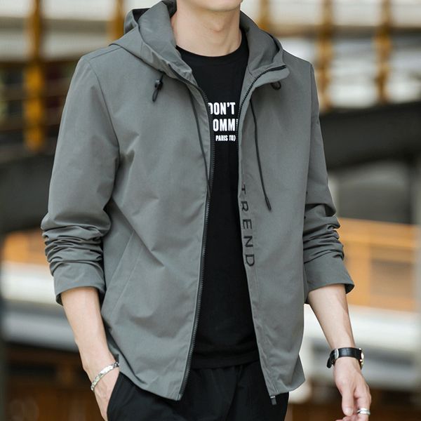 

2021 spring and autumn new men's korean trend handsome slim hooded jacket casual coat, Black;brown