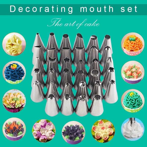 

baking & pastry tools 35 pcs/set different cake icing piping decorating nozzles tips set squeeze cream stainless steel cakes