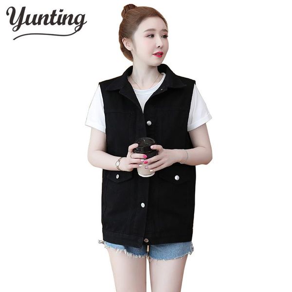 

women's vests waistcoats women denim coats loose vintage retro oversize korean style cargo streetwear outwear, Black;white