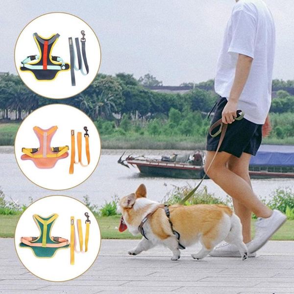

dog collars & leashes adjustable harness strap breathable chest vest leash