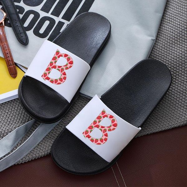 

slippers 2021 women summer 26 letter custom name a b c home flip flops shoes bathroom non-slip woman slipper sandals, Black