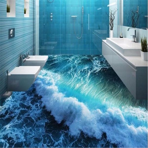 

wallpapers custom po 3d pvc flooring self adhesion wallpaper the waves of sea home decoration living room for walls 3 d