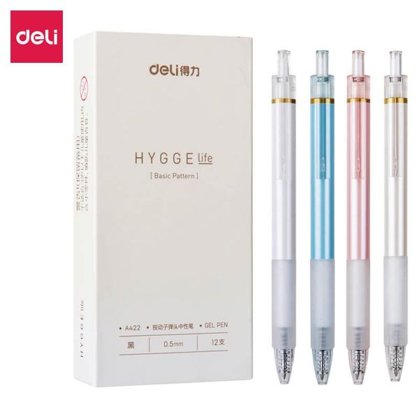 

gel pens 12pcs deli a422 press pen 0.5mm signing