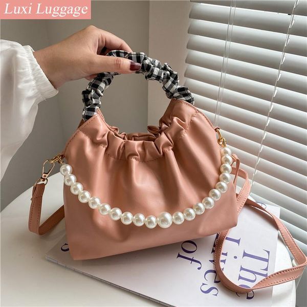 

evening bags luxury handbags women pearl tote bag brand designer chain messenger shoulder pleated ladies purses and
