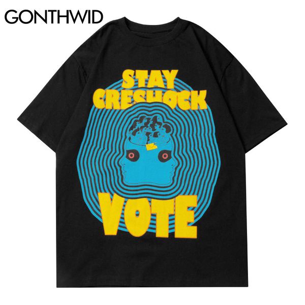 GONTHWID T-shirts Kreative Kreis Abstimmung Punk Rock Gothic Streetwear T-shirts Shirts Hip Hop Harajuku Casual Baumwolle Kurzarm Tops C0315