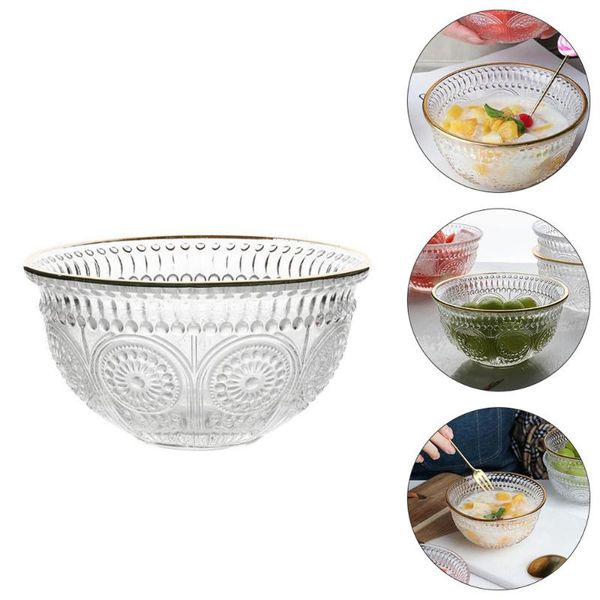 

bowls 1pc retro embossed glass bowl serving exquisite dessert