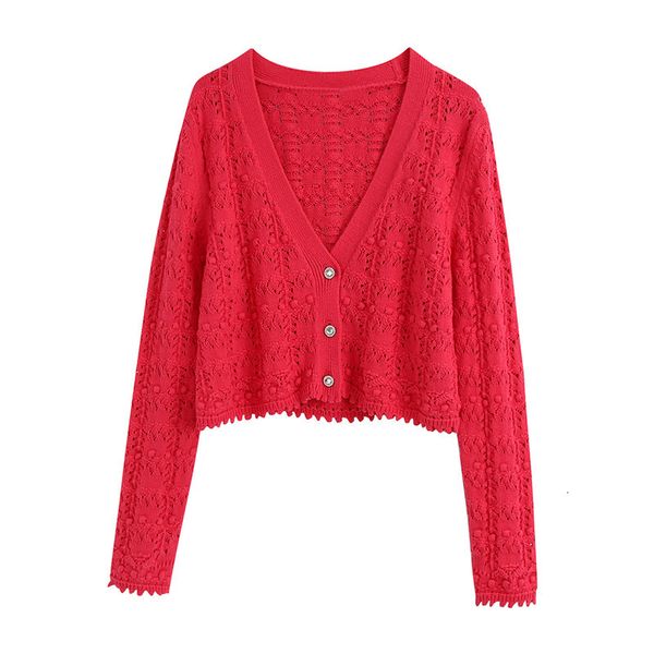 

2021 new women jewelry buttons crop knitted cardigan fashion v neck long sleeve female outerwear chic red sweater a656, White;black