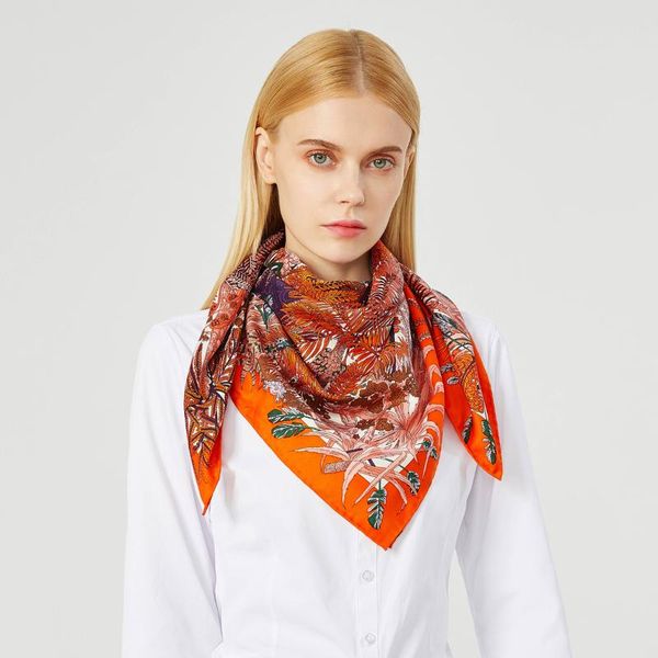 

scarves 90cm jungle 100% twill silk handmade curled women luxury hijab scarf foulard shawl brand square fashion bandana, Blue;gray
