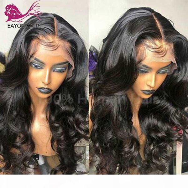 

eayon 13*6 deep part loose wave lace front human hair wigs brazilian remy hair 5x5 silk base human wigs pre pluck for women, Black;brown