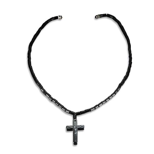 Religioso Christian Faith Cross Cruz Colar Ímã Preto Jesus Cruz Pingente Colar Punk Jóias Para Homens Mulheres Presente