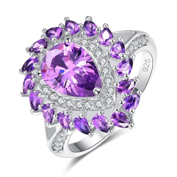 

wedding rings ladies 925 silver & citirne ring pear cut jewelry, Slivery;golden