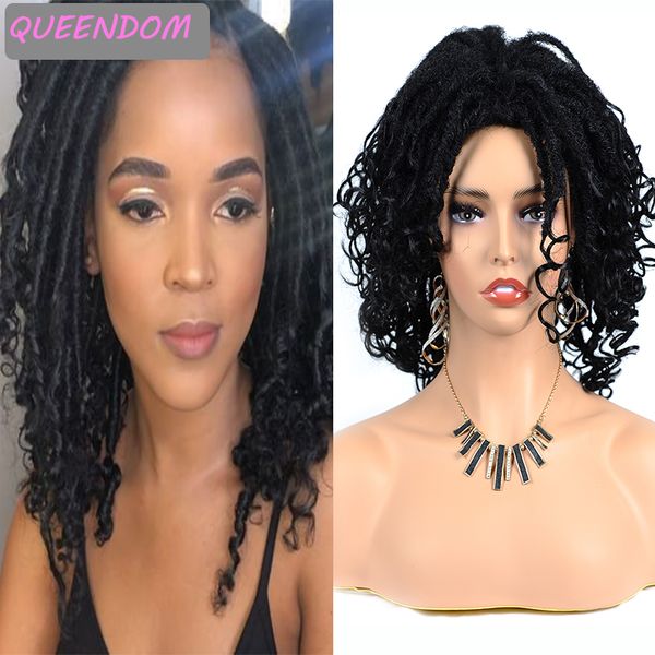 

17inch dreadlock wigs for black women long ombre synthetic goddess faux locs wig heat resistant soft curly locs middle part wigs