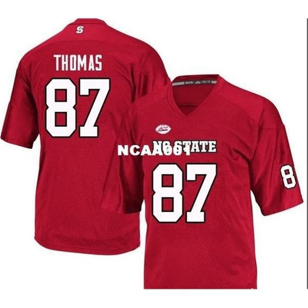 

668 nc state wolfpack thayer thomas #87 real full embroidery college jersey size s-4xl or custom any name or number jersey, Black