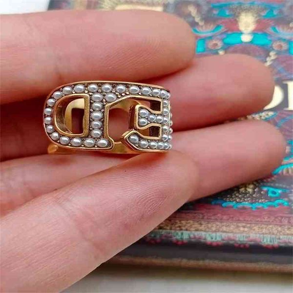 

designer jewelry letter pearl 2021 brass fashion simple ring g0mz, Silver