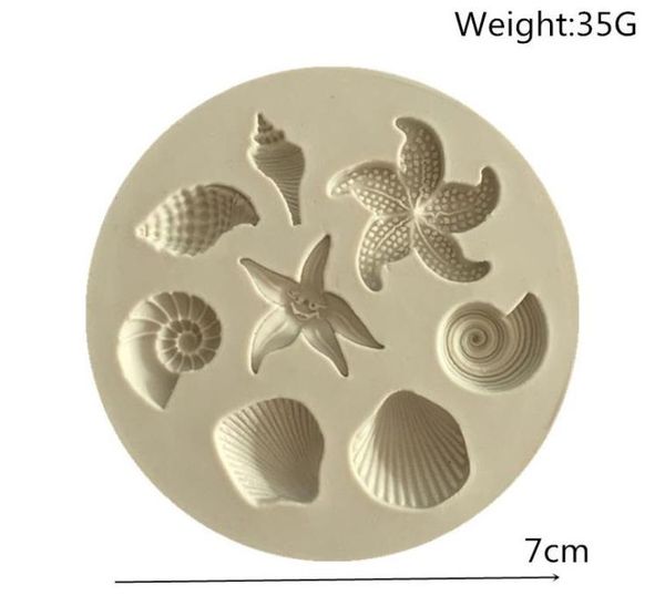 500 PCS Starfish Bolo Molde Oceano Biológica Conch Mar Shells Chocolate Silicone Molde DIY Cozinha Liquid Tools SN3363