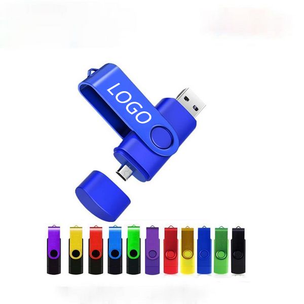 Personalizzazione gratuita OTG 2 in 1 Penny Drive 128 GB USB 2.0 Memory Stick 64GB Pendrive 32GB Micro USB Flash Pen da 16 GB CLE USB Tasto Flash Drive 8 GB